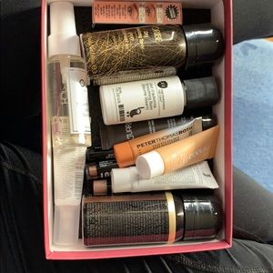 Box full of beauty samples.